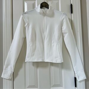 90 Degree By Reflex White Ribbed Full Zip-Up Jacket Size Medium
